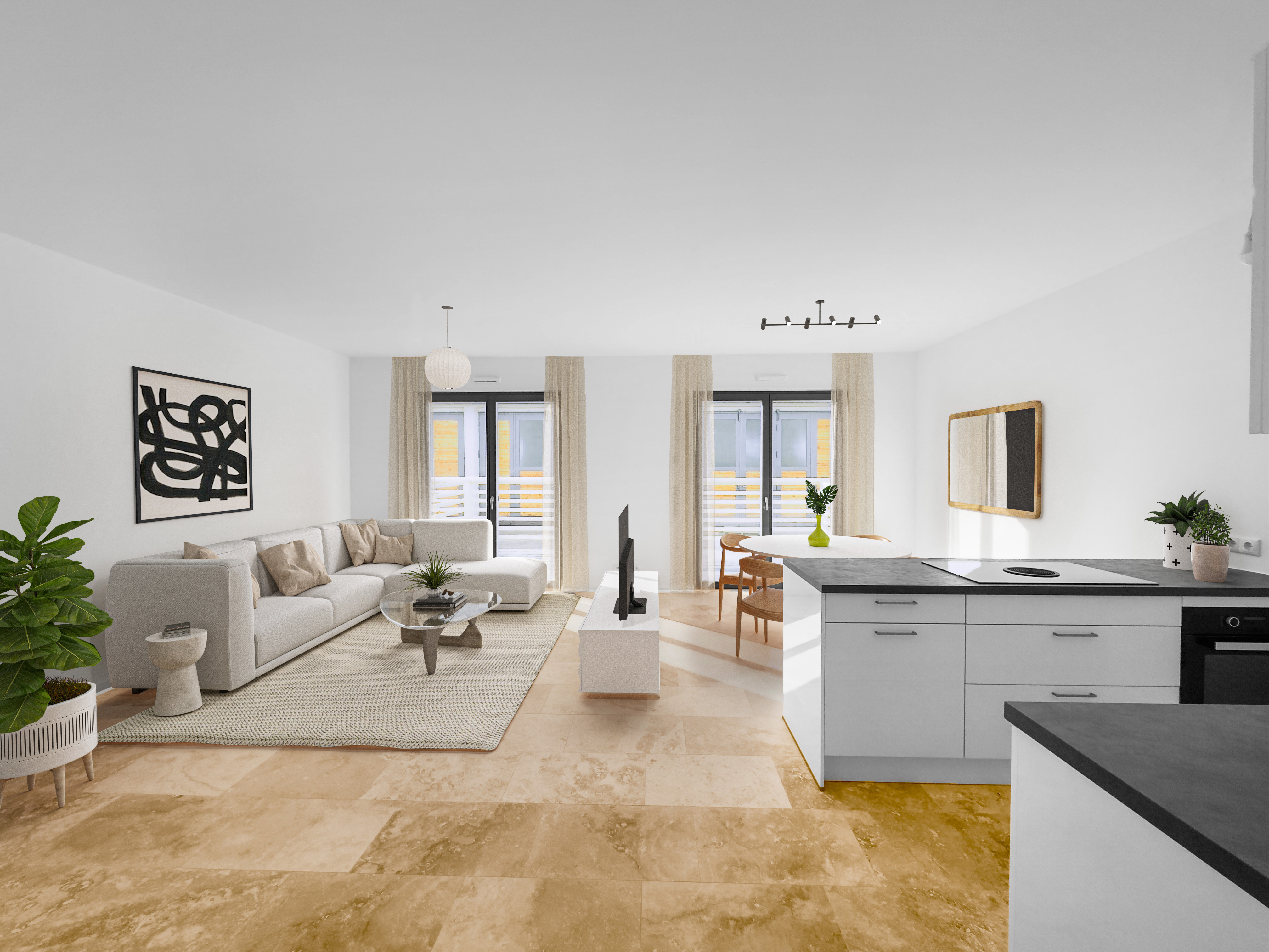 Leider schon weg: Große 4 Zimmerwohnung mit 4 Terrassen, zwei Bädern, Gäste-WC, Fussbodenheizung, Neubau Erstbezug!